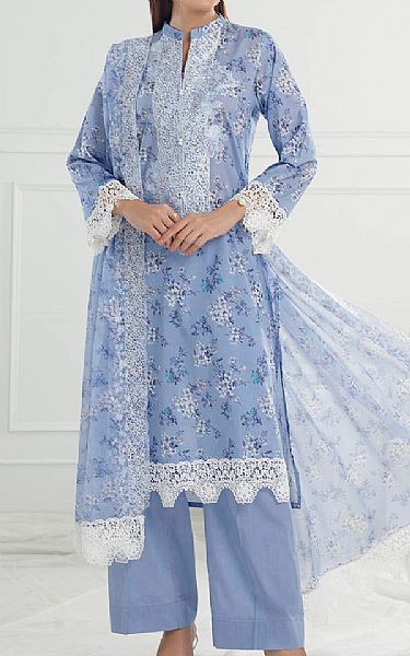Gul Ahmed Rock Blue Lawn Suit | Pakistani Lawn Dress in USA- Image 1