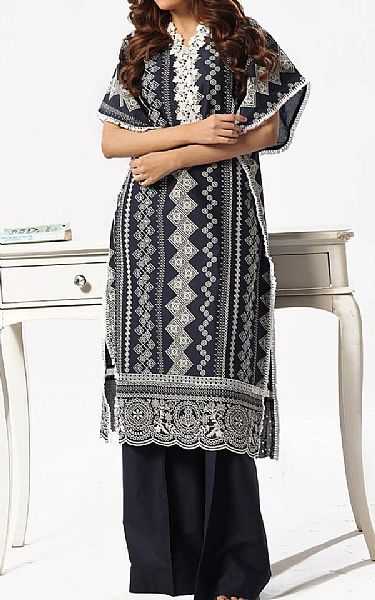 Gul Ahmed Black/Off White Lawn Suit (2 pcs) | Pakistani Lawn Dress in USA- Image 1
