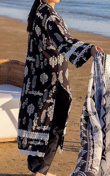 Gul Ahmed Black/Off White Lawn Suit | Pakistani Lawn Dress in USA- Image 2