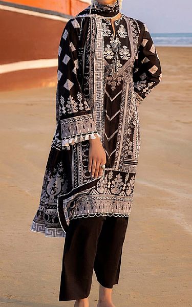 Gul Ahmed Black/Off White Lawn Suit | Pakistani Lawn Dress in USA- Image 1