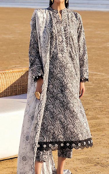 Gul Ahmed Black/Off White Lawn Suit | Pakistani Lawn Dress in USA- Image 1