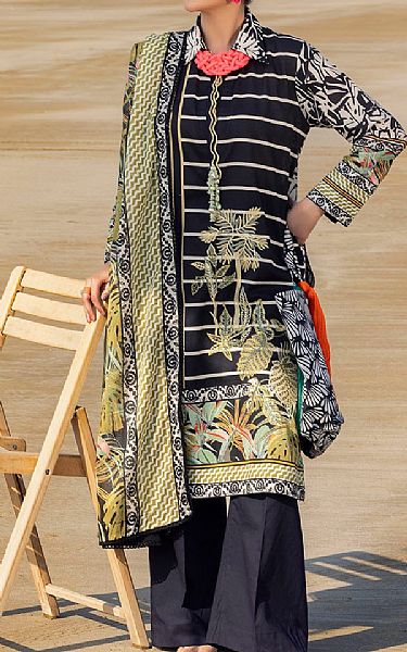 Gul Ahmed Black/Off White Lawn Suit | Pakistani Lawn Dress in USA- Image 1