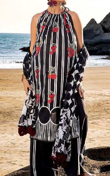 Gul Ahmed Black/Off White Lawn Suit | Pakistani Lawn Dress in USA- Image 1