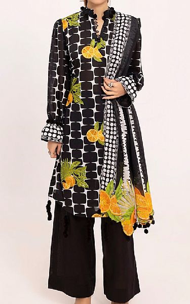 Gul Ahmed Black/Off White Lawn Suit | Pakistani Lawn Dress in USA- Image 1