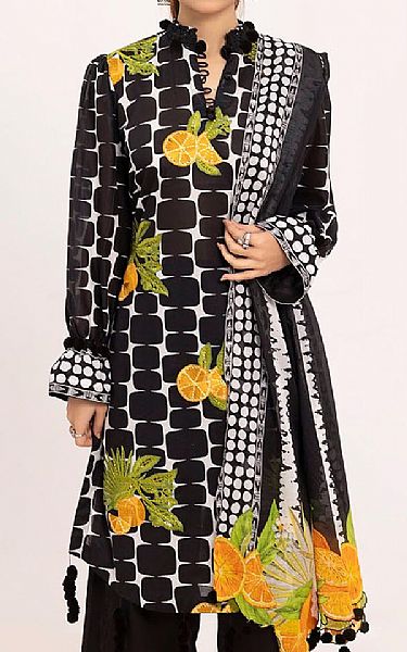 Gul Ahmed Black/Off White Lawn Suit | Pakistani Lawn Dress in USA- Image 2