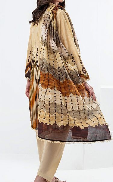 Gul Ahmed Beige Lawn Suit | Pakistani Lawn Dress in USA- Image 2