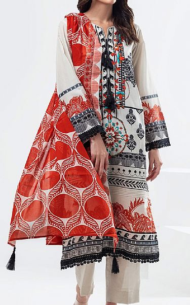 Gul Ahmed Off White/Black Lawn Suit | Pakistani Lawn Dress in USA- Image 1