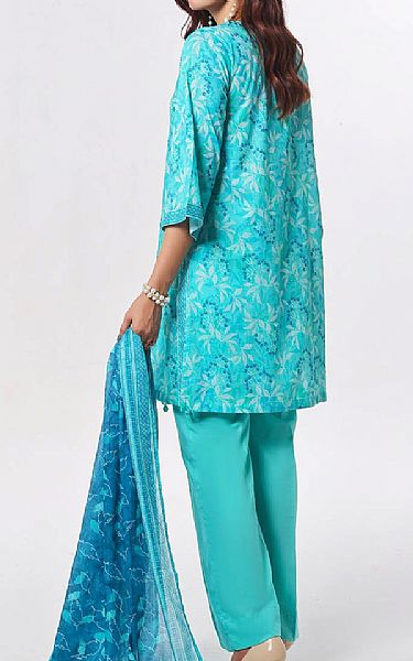 Gul Ahmed Turquoise Lawn Suit | Pakistani Lawn Dress in USA- Image 2