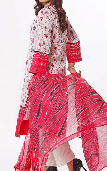 Gul Ahmed Off White/Red Lawn Suit | Pakistani Lawn Dress in USA- Image 2