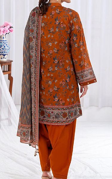 Gul Ahmed Rust Lawn Suit | Pakistani Lawn Dress in USA- Image 2
