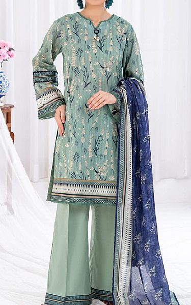 Gul Ahmed Summer Green Lawn Suit | Pakistani Lawn Dress in USA- Image 1