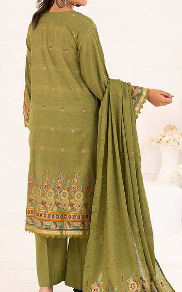 Gul Ahmed Olive Green Jacquard Suit | Pakistani Lawn Dress in USA- Image 2