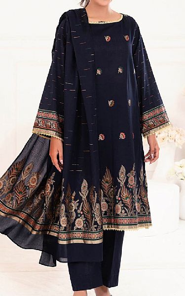 Gul Ahmed Navy Blue Jacquard Suit | Pakistani Lawn Dress in USA- Image 1