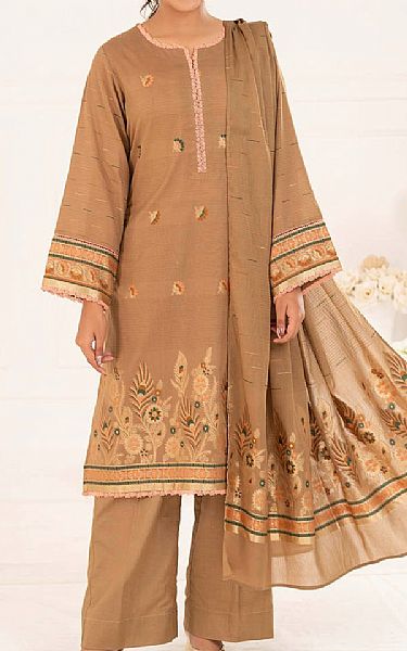 Gul Ahmed Brown Jacquard Suit | Pakistani Lawn Dress in USA- Image 1
