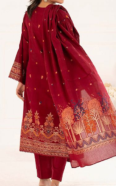 Gul Ahmed Wine Red Jacquard Suit | Pakistani Lawn Dress in USA- Image 2