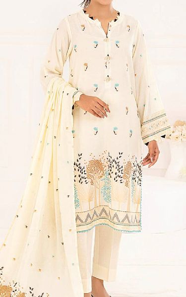 Gul Ahmed Off White Jacquard Suit | Pakistani Lawn Dress in USA- Image 1