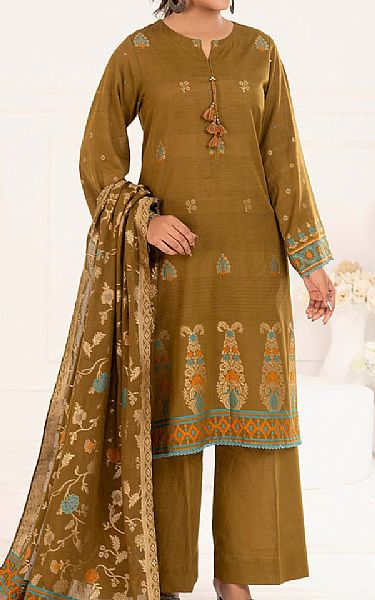 Gul Ahmed Clay Brown Jacquard Suit | Pakistani Lawn Dress in USA- Image 1