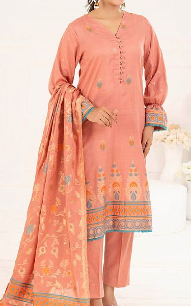 Gul Ahmed Peachy Pink Jacquard Suit | Pakistani Lawn Dress in USA- Image 1