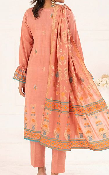 Gul Ahmed Peachy Pink Jacquard Suit | Pakistani Lawn Dress in USA- Image 2