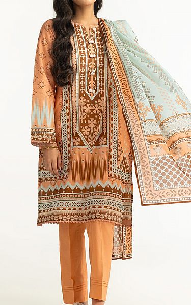 Gul Ahmed Peach Lawn Suit | Pakistani Lawn Dress in USA- Image 1