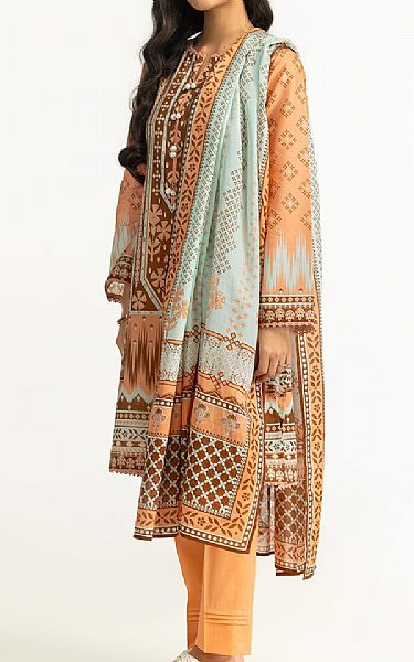 Gul Ahmed Peach Lawn Suit | Pakistani Lawn Dress in USA- Image 2