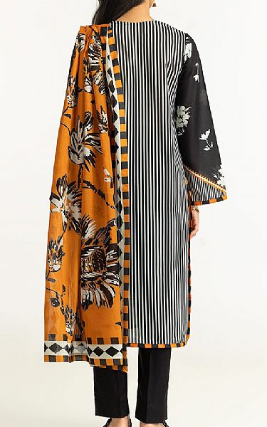 Gul Ahmed Black/Orange Lawn Suit | Pakistani Lawn Dress in USA- Image 2