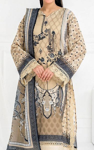 Gul Ahmed Beige Lawn Suit | Pakistani Lawn Dress in USA- Image 2