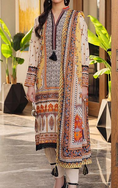 Gul Ahmed Ivory Lawn Suit | Pakistani Lawn Dress in USA- Image 1