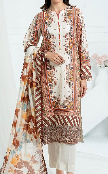 Gul Ahmed Off White Lawn Suit | Pakistani Lawn Dress in USA- Image 1