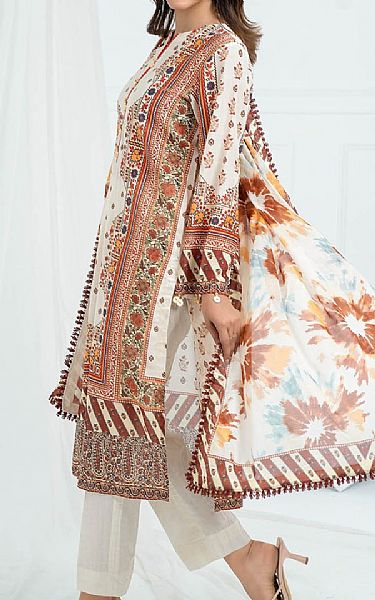 Gul Ahmed Off White Lawn Suit | Pakistani Lawn Dress in USA- Image 2