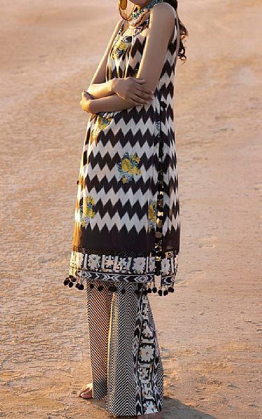 Gul Ahmed Black/Off White Lawn Suit (2 pcs) | Pakistani Lawn Dress in USA- Image 2