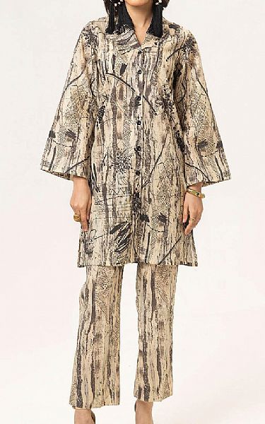 Gul Ahmed Beige/Black Lawn Suit (2 pcs) | Pakistani Lawn Dress in USA- Image 1