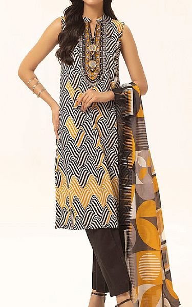 Gul Ahmed Black/Orange Lawn Suit (2 pcs) | Pakistani Lawn Dress in USA- Image 1