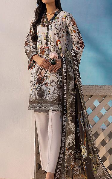 Gul Ahmed Off White/Black Lawn Suit (2 pcs) | Pakistani Lawn Dress in USA- Image 1