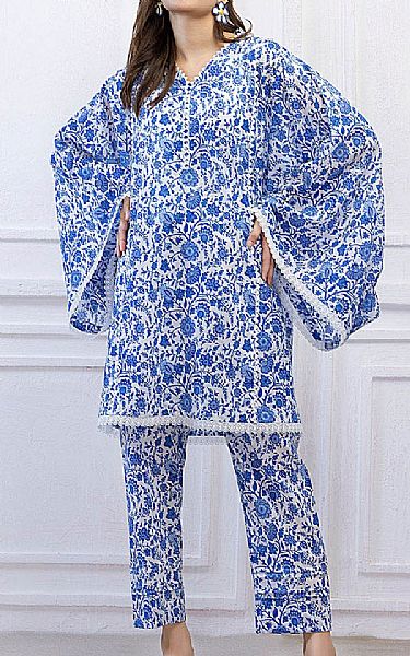 Gul Ahmed Blue/Off White Lawn Suit (2 pcs) | Pakistani Lawn Dress in USA- Image 1
