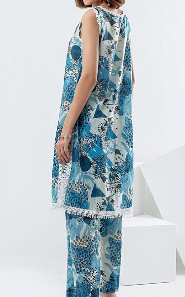 Gul Ahmed Blue/Off White Lawn Suit (2 pcs) | Pakistani Lawn Dress in USA- Image 2