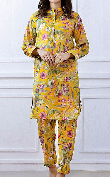 Gul Ahmed Mustard Lawn Suit (2 pcs) | Pakistani Lawn Dress in USA- Image 1