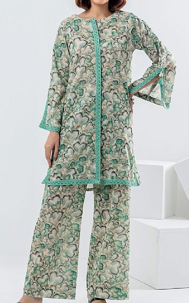 Gul Ahmed Sea Green/Grey Lawn Suit (2 pcs) | Pakistani Lawn Dress in USA- Image 1