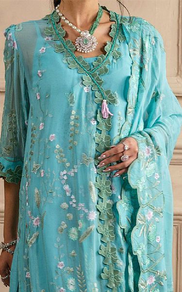Gul Ahmed Turquoise Chiffon Suit | Pakistani Embroidered Chiffon Dresses USA- Image 2