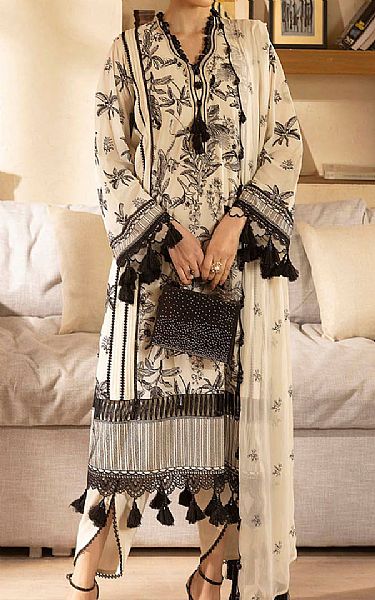 Gul Ahmed Off-white Voile Suit | Pakistani Lawn Dress in USA- Image 1