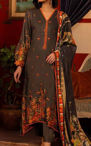Gul Ahmed Bronze/Orange Corduroy Suit | Pakistani Winter Dresses- Image 1