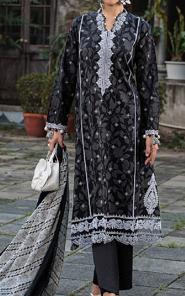 Gul Ahmed Black/Off White Lawn Suit | Pakistani Lawn Dress in USA- Image 1