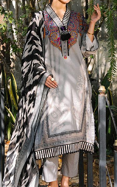 Gul Ahmed Grey Lawn Suit | Pakistani Lawn Dress in USA- Image 1