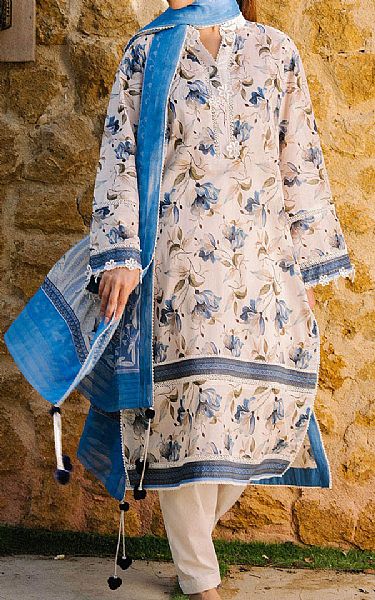 Gul Ahmed Ivory Lawn Suit | Pakistani Lawn Dress in USA- Image 1