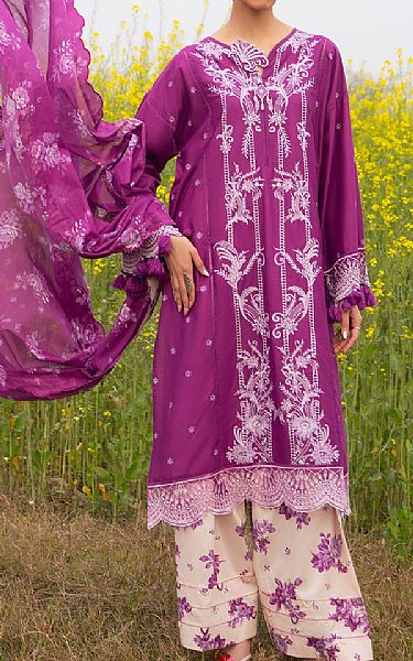 Gul Ahmed Warm Purple Lawn Suit | Pakistani Lawn Dress in USA- Image 1