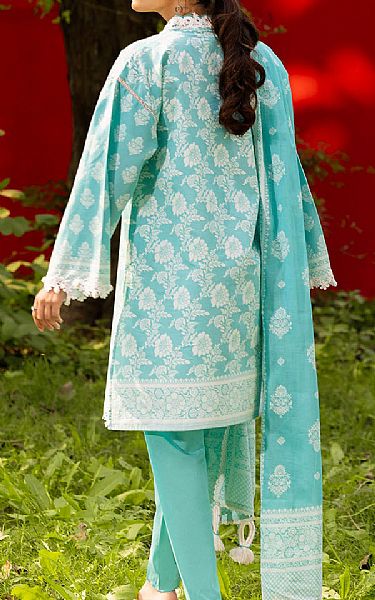 Gul Ahmed Light Turquoise/Off White Lawn Suit | Pakistani Lawn Dress in USA- Image 2