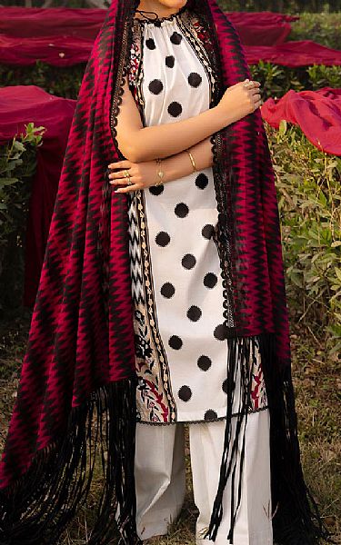 Gul Ahmed Off White/Black Lawn Suit | Pakistani Lawn Dress in USA- Image 1