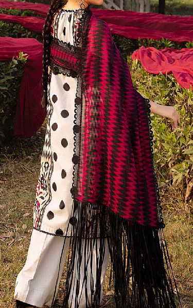 Gul Ahmed Off White/Black Lawn Suit | Pakistani Lawn Dress in USA- Image 2