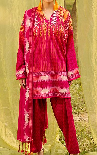 Gul Ahmed Hot Pink Lawn Suit | Pakistani Lawn Dress in USA- Image 1