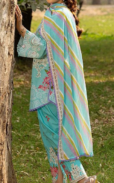 Gul Ahmed Cyan Lawn Suit | Pakistani Lawn Dress in USA- Image 2